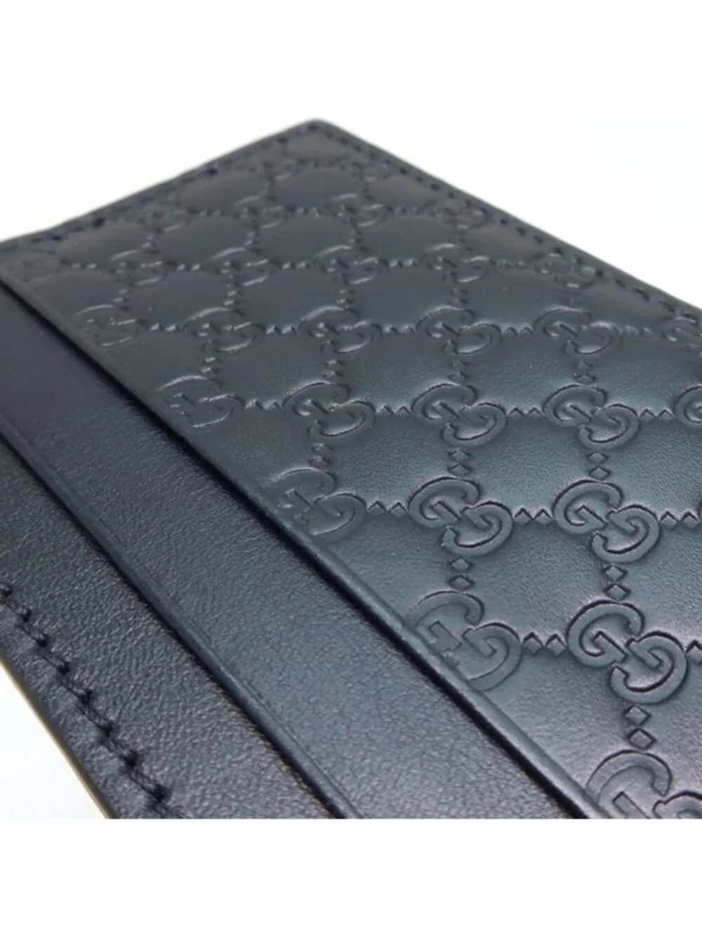 Gucci Card Case Micro Guccissima Leather Holder Navy - Picture 7 of 8